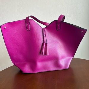 Neiman Marcus fuchsia tote bag with double tassel